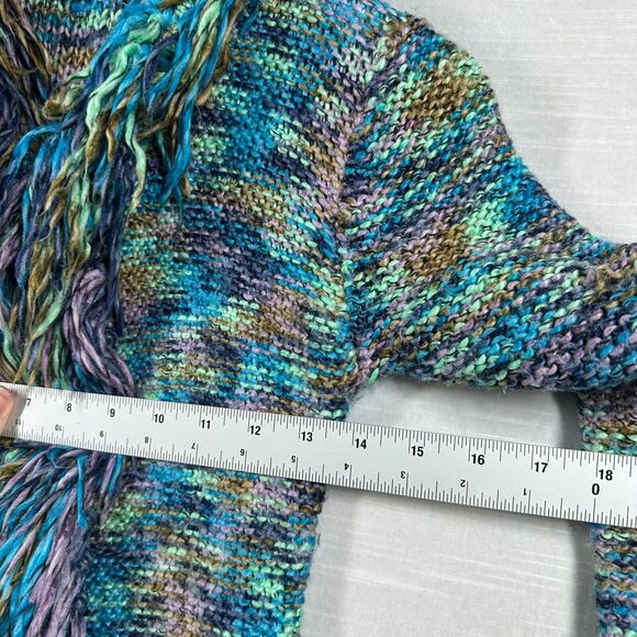 The Childrens Place Sweater Girls Blue Large Woven Fringe Duster Cardigan Y2K - Picture 6 of 9